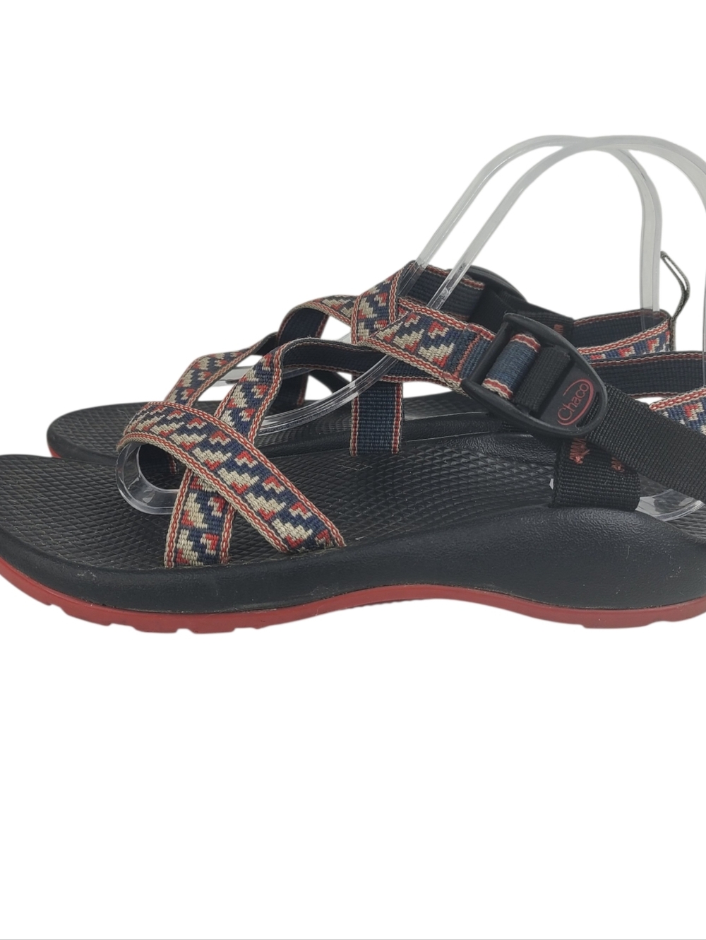 Chaco Z/1 Women's Strappy Sport Sandals Red, White, Blue Geometric Pattern Sz 6